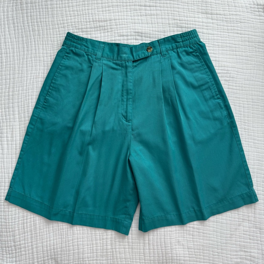 Sweetbriar (vintage?) teal turquoise green blue pleated shorts -Size Large?